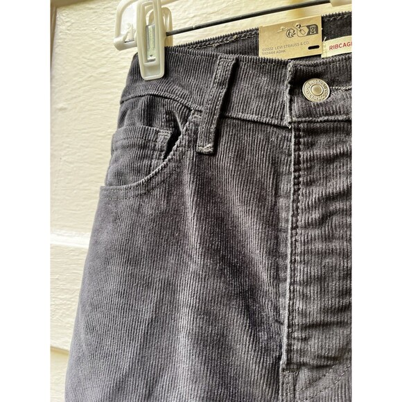 Levi's Ribcage Straight Ankle Jean 24x27 Gray Corduroy High Rise Minimalist New - Picture 3 of 9